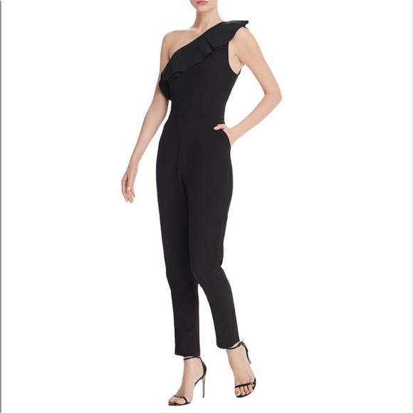 Sequined V-Neck Jumpsuit By Adelyn Rae In Black & Silver, Size: M
